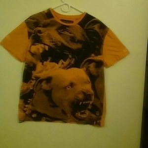 AKOO Brand Orange 3-Dish Dog Graphic TShirt Mens